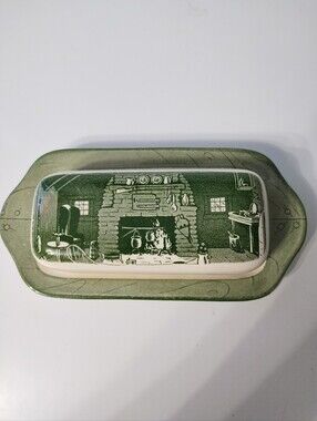 Royal Green Colonial Homestead Butter Dish With Lid